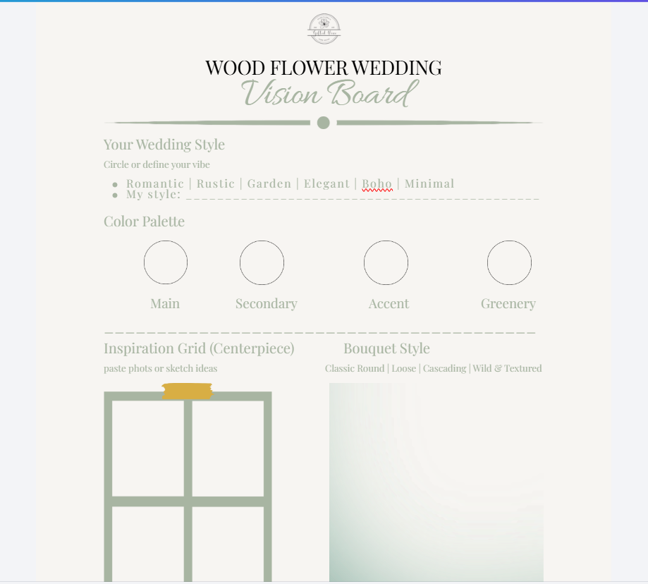 Wedding Flower Vision Board